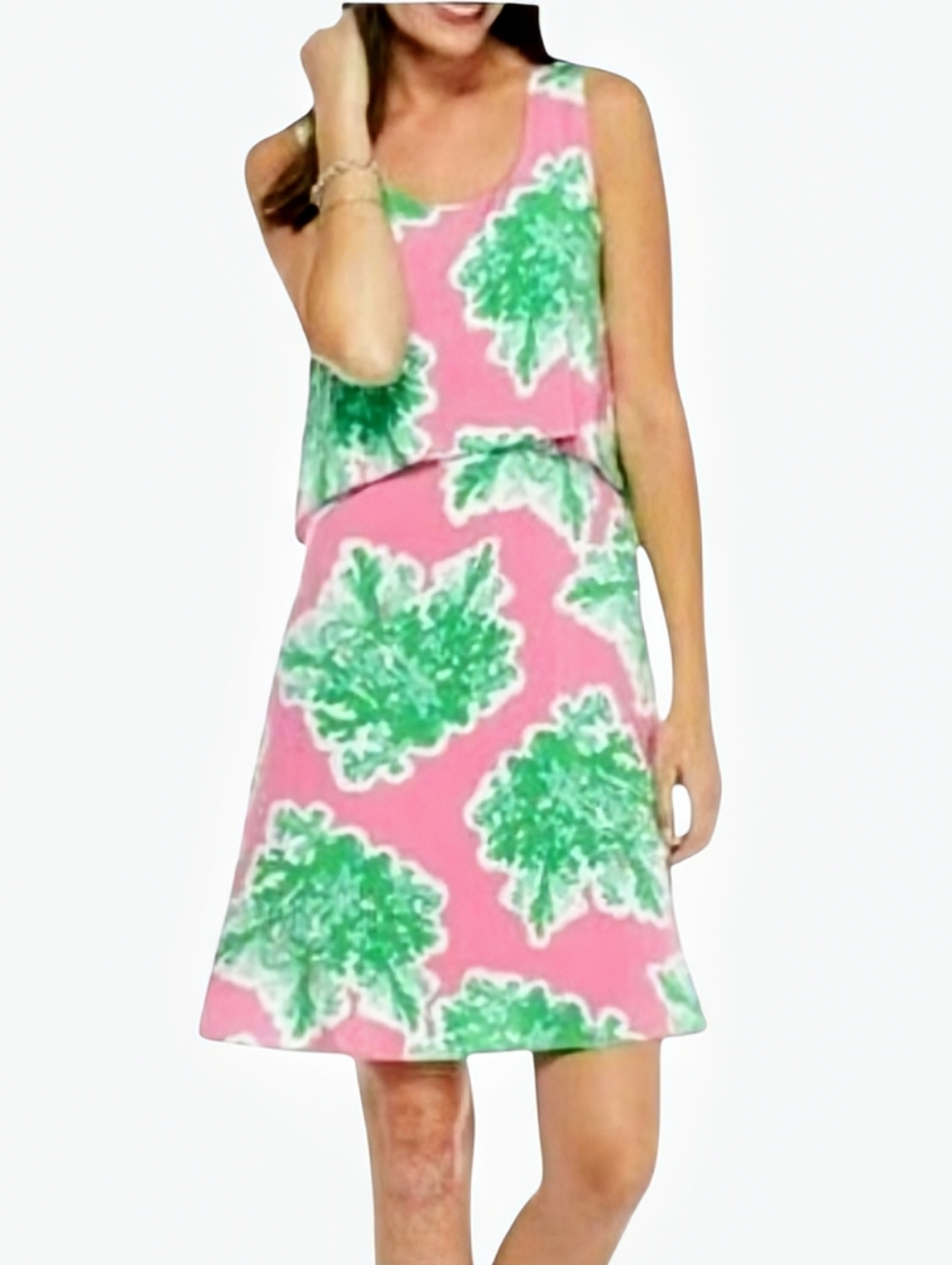 Crown & Ivy Pink Green Sleeveless Dress sz 10